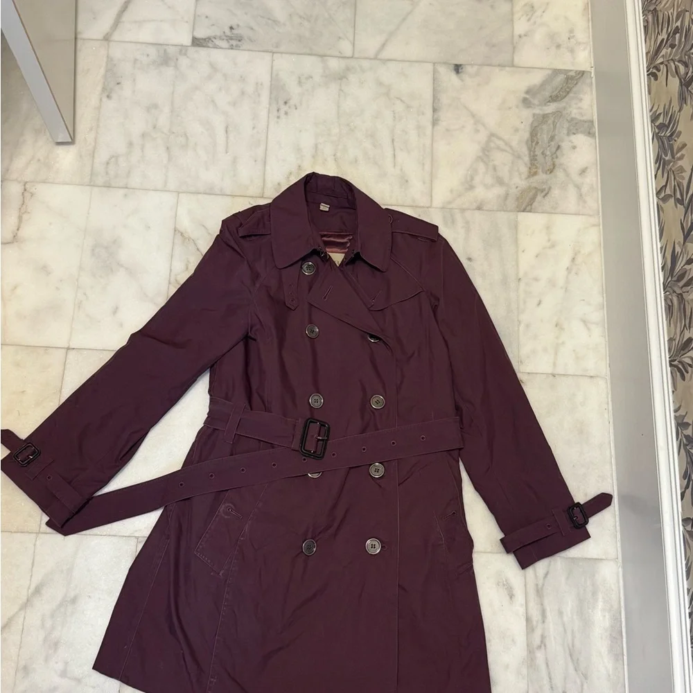 Deep Maroon Women's Burberry Trench Coat - Picture 4 of 15